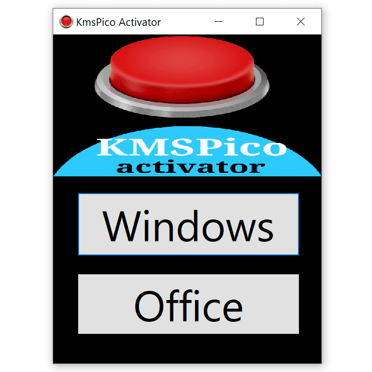 Program interface with buttons to activate Windows or Office